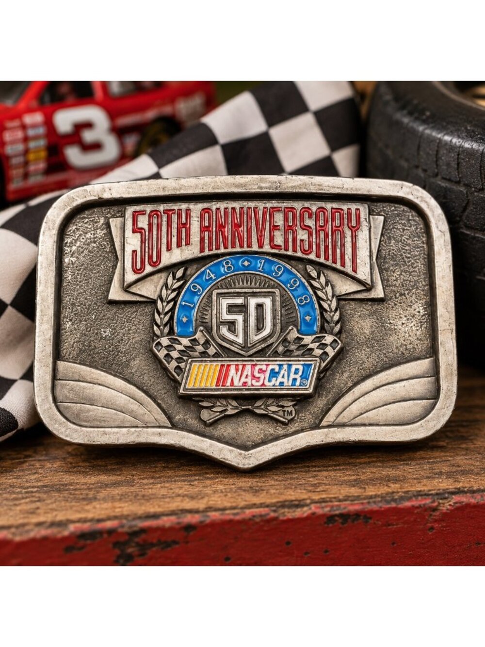 Vintage 1998 NASCAR 50th Anniversary Belt Buckle American Legends #2523 USA